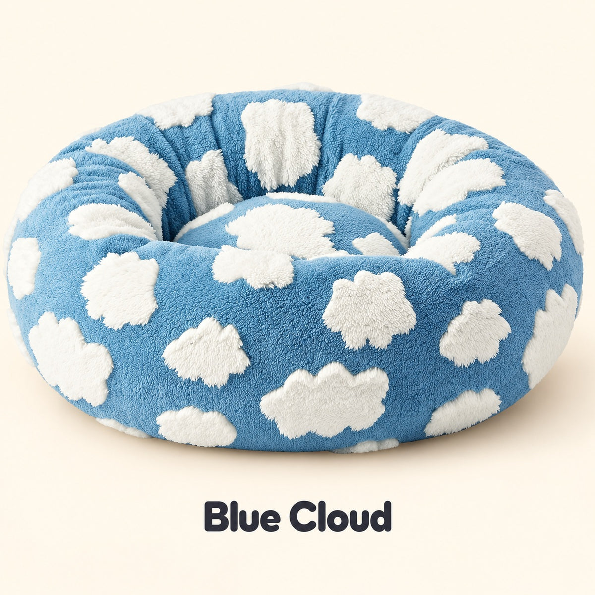 Blue Cloud plush round pet bed