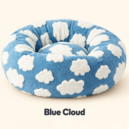 Blue Cloud plush round pet bed