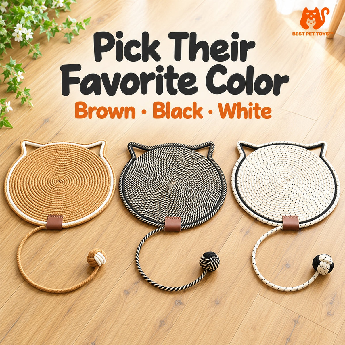 Brown, Black and White cat scratching mat color options