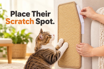 Installing sisal scratching mat with hook-and-loop strips
