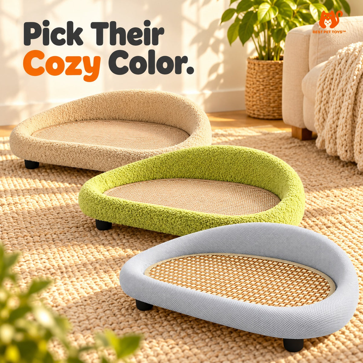 Khaki, Green, and Gray sisal sofa bed color options