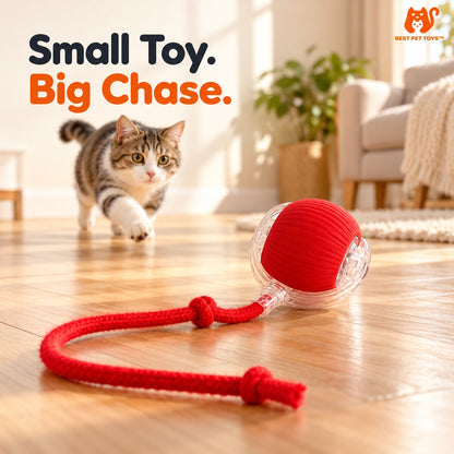 Best Pet Toys Smart Rolling Cat Ball — red tail