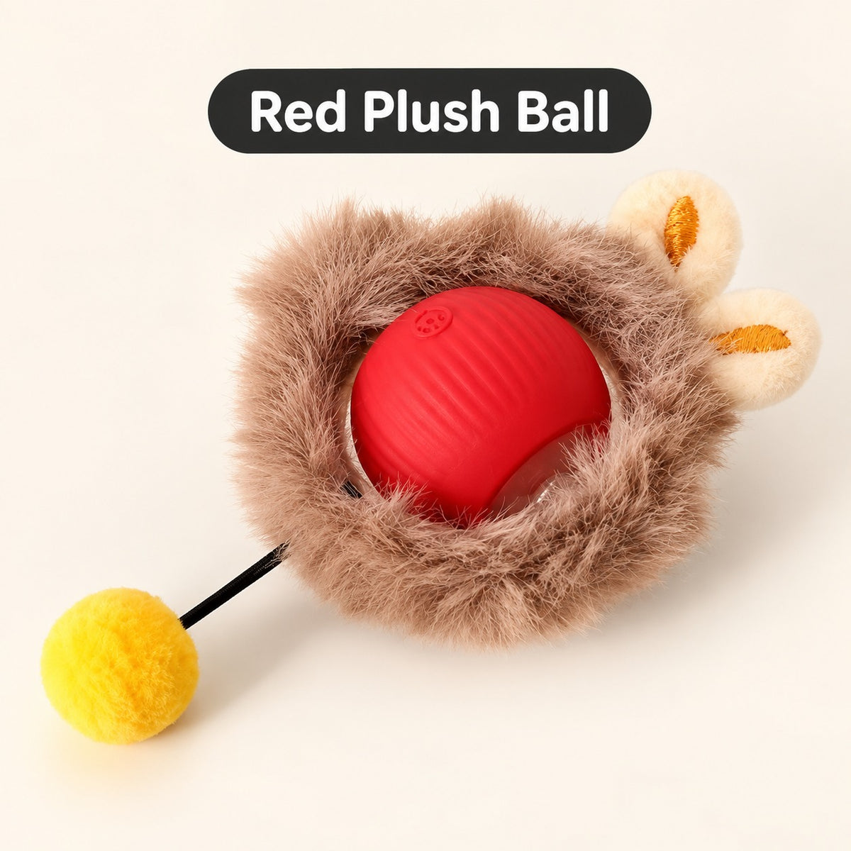Best Pet Toys Smart Rolling Cat Ball — red plush variant