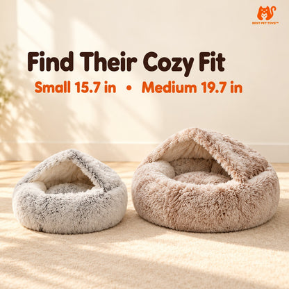 Small and medium soft fleece cat bed size comparison