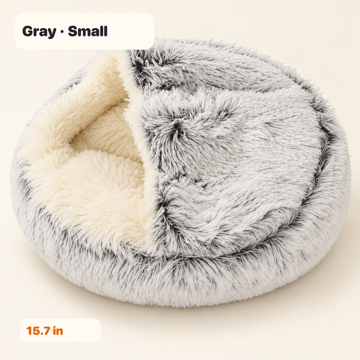 Gray Small soft fleece cat bed, 15.7 inches