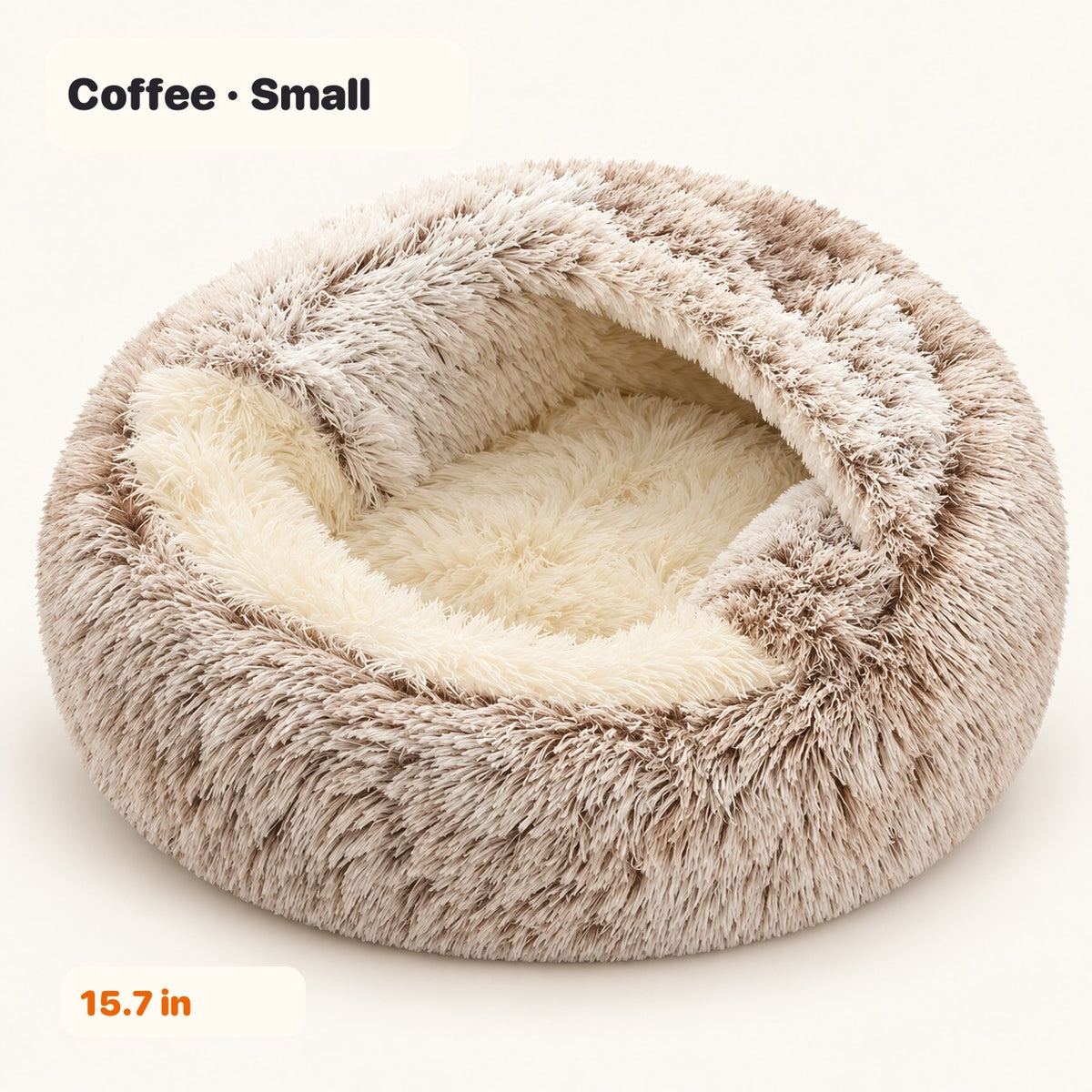 Coffee Small soft fleece cat bed, 15.7 inches