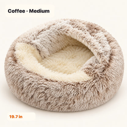 Coffee Medium soft fleece cat bed, 19.7 inches