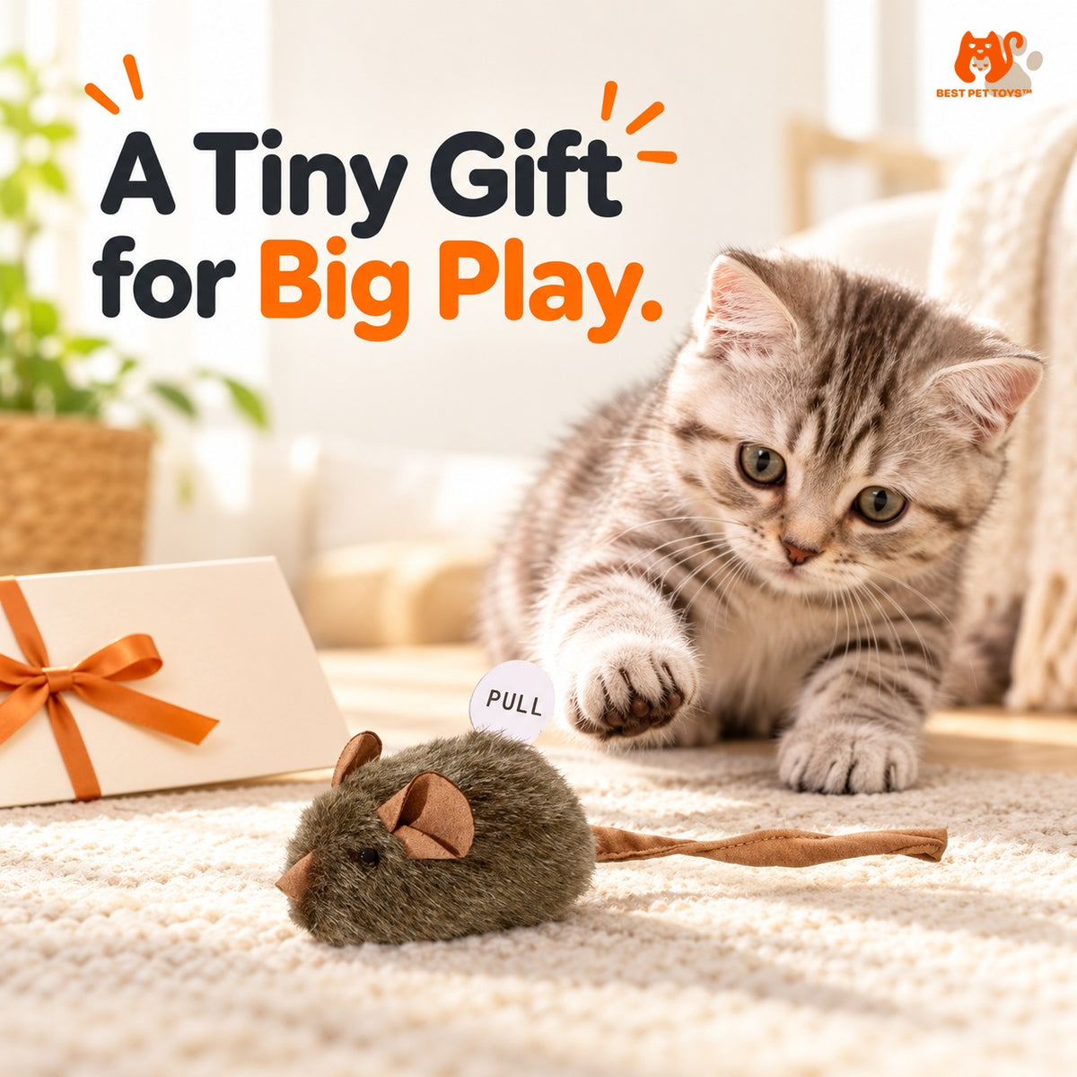 One mouse cat toy presented as a small gift for cat play
