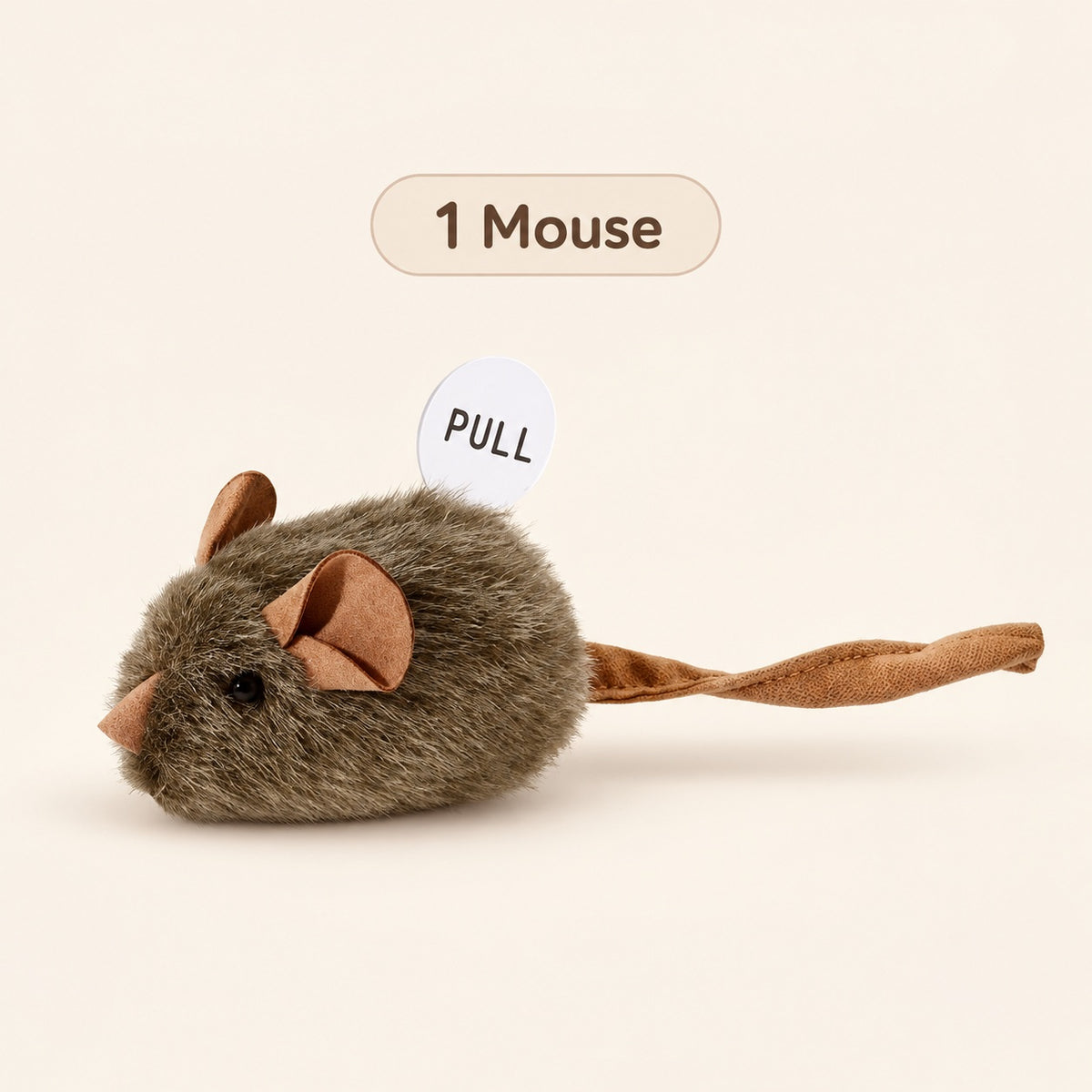 1 Mouse - gray squeaky plush mouse cat toy