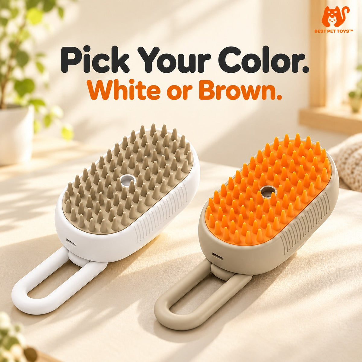 White and Brown mist cat brush color options
