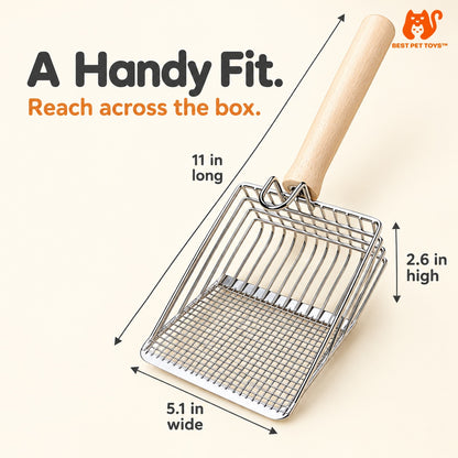 A1 wood-handle litter scoop size guide in inches