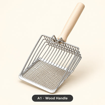 A1 wood-handle stainless steel litter scoop