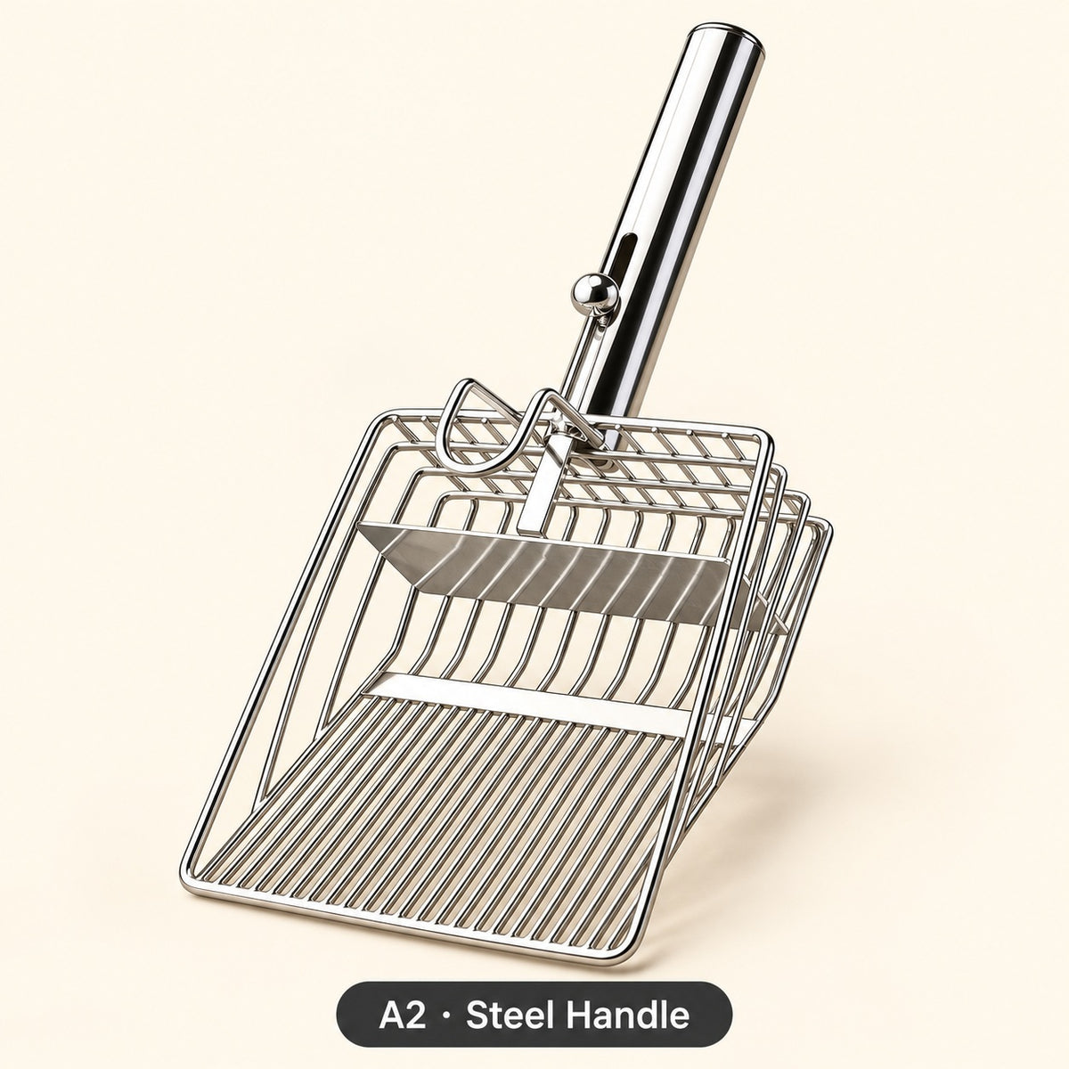 A2 steel-handle stainless steel litter scoop