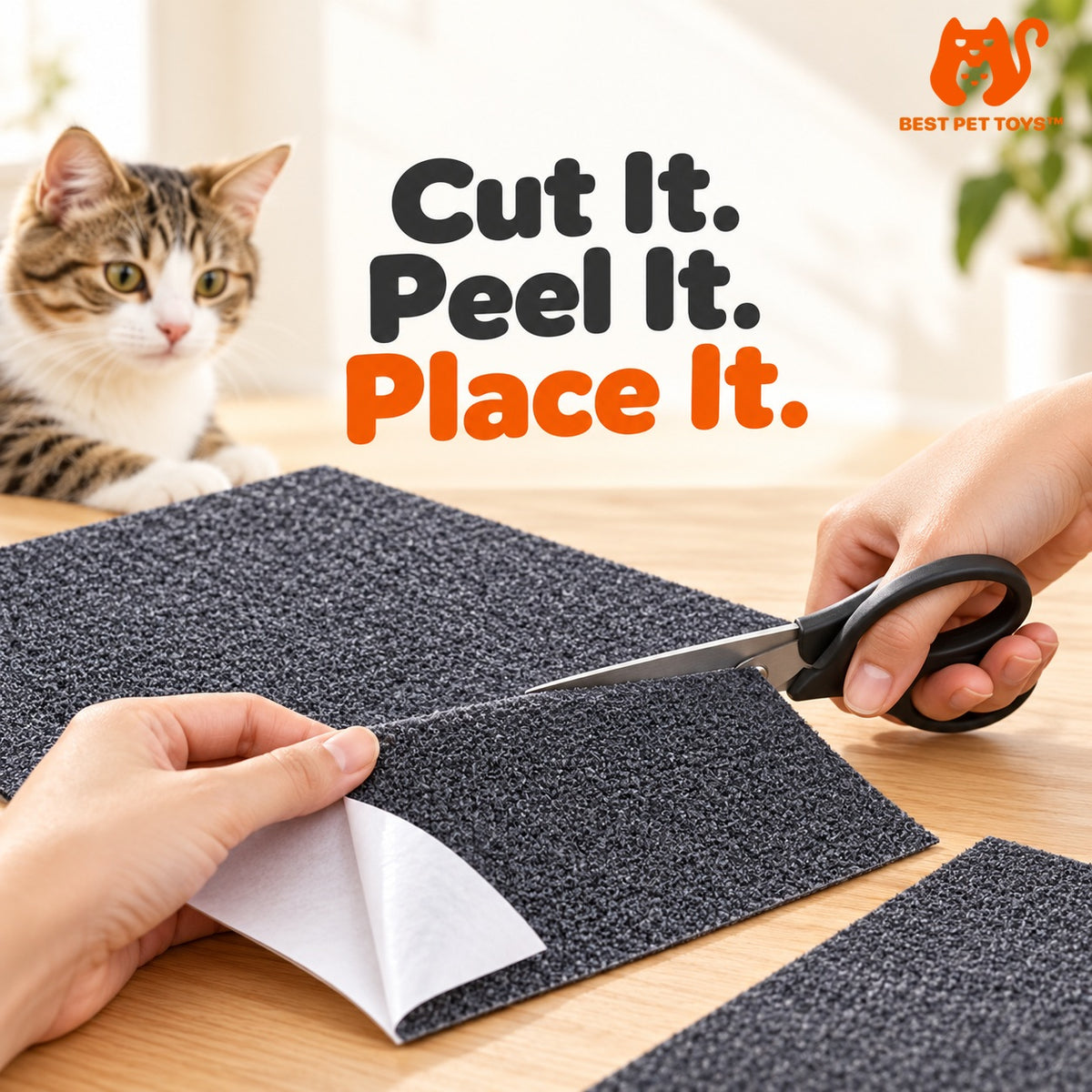 Trimming and peeling self-adhesive scratch fabric sheet
