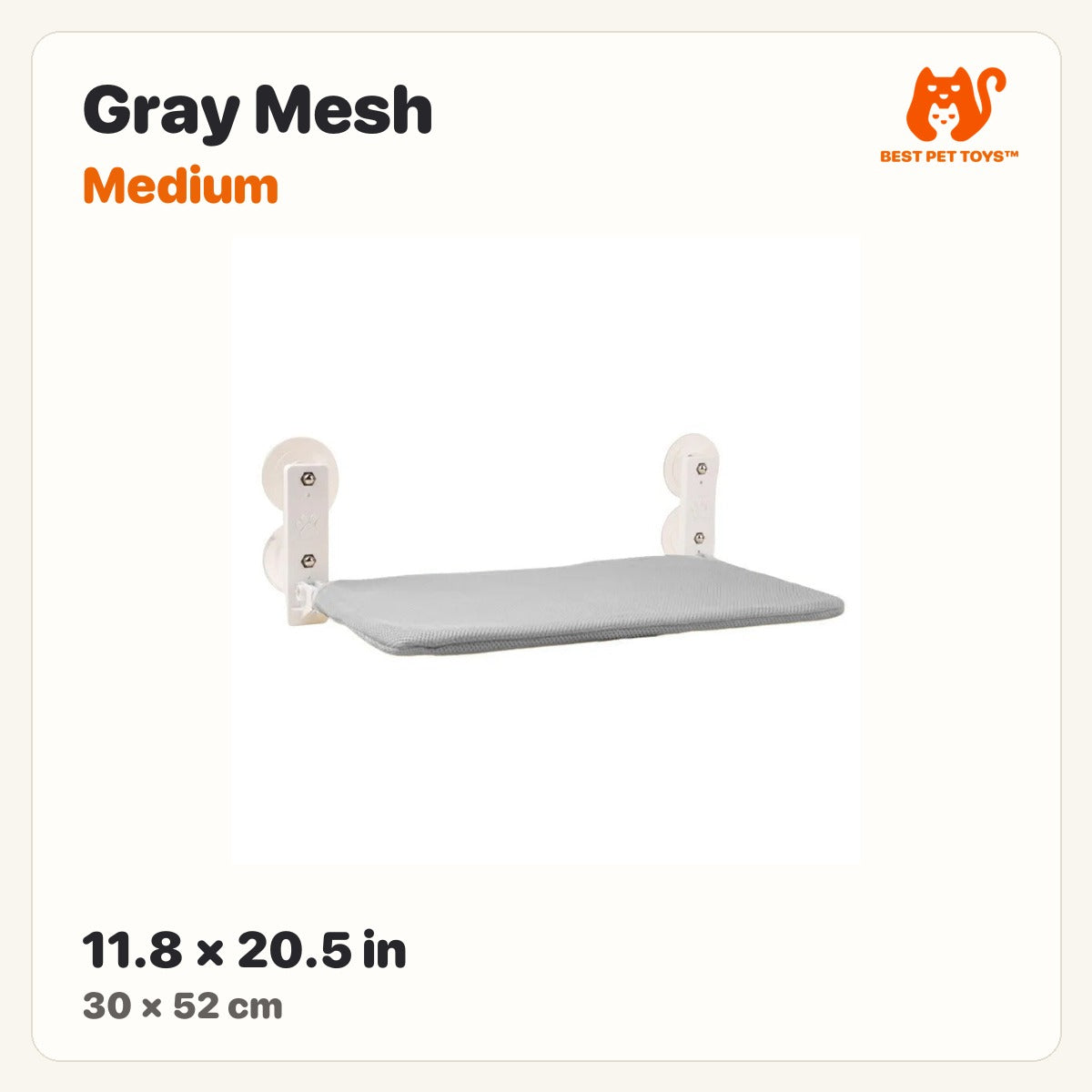 Best Pet Toys window cat hammock — Gray Mesh Medium