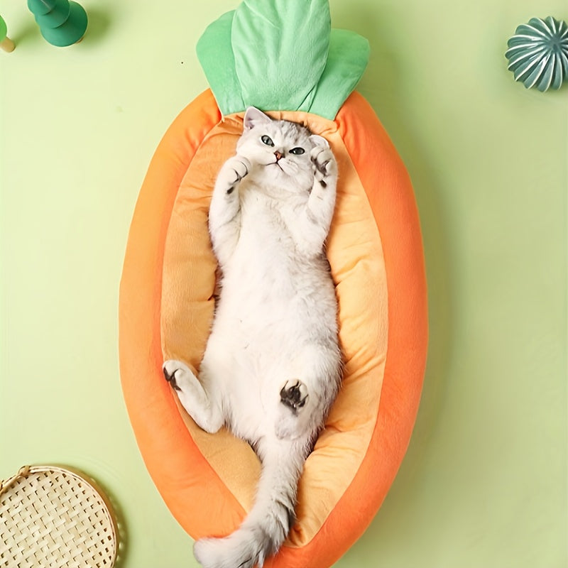 Reversible Carrot Pet Bed – Cozy & Washable Design