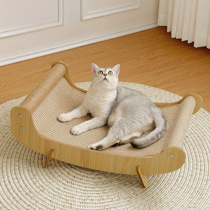 Multi-Functional Scratching Bed – Sturdy, Durable Natural Wood Frame