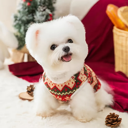 Christmas Dog Sweater with 3D Bear Design – Warm & Festive