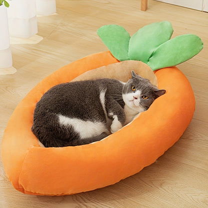 Reversible Carrot Pet Bed – Cozy & Washable Design