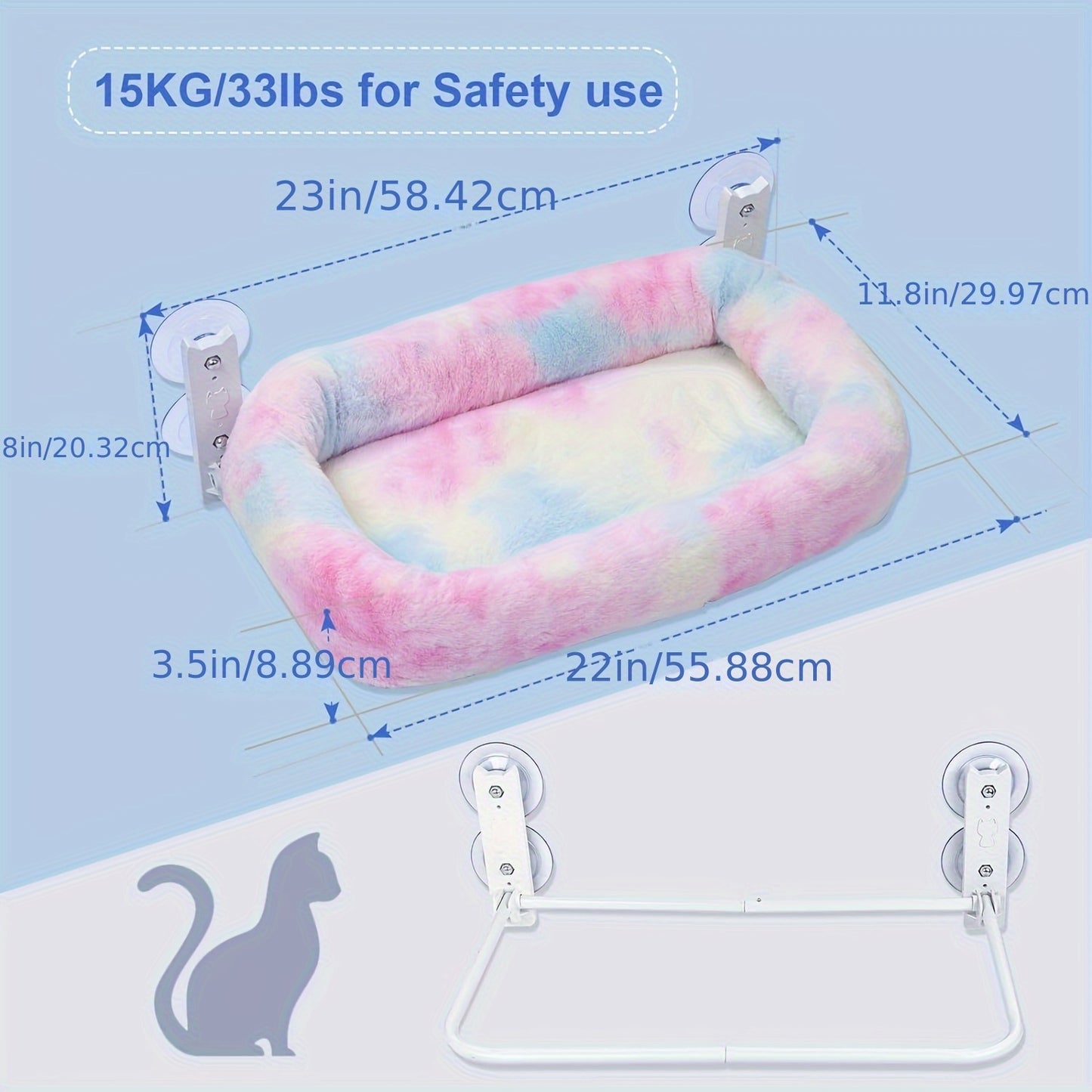 Foldable Cat Window Perch – No-Drill, Washable Plush Seat, Heavy-Duty Frame