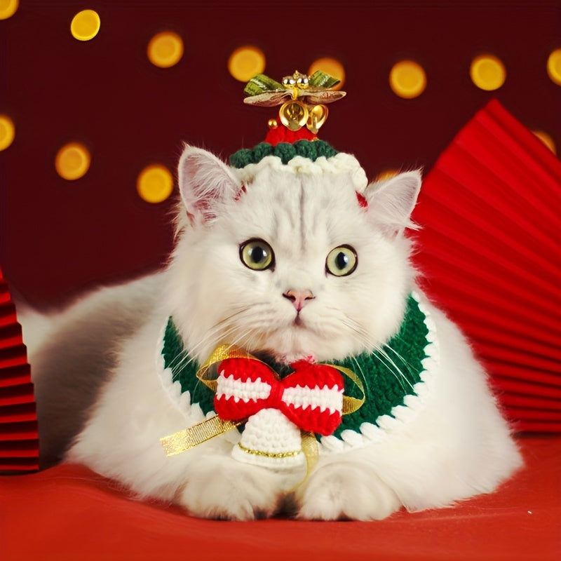 Festive Christmas Pet Scarf – Cozy Knit Holiday Accessory
