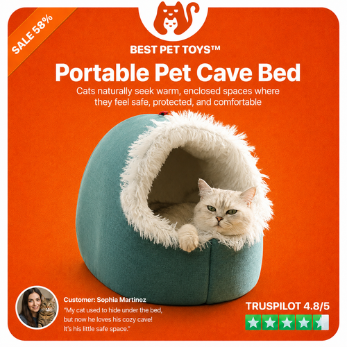 Best Pet Toys™ Portable Pet Cave Bed