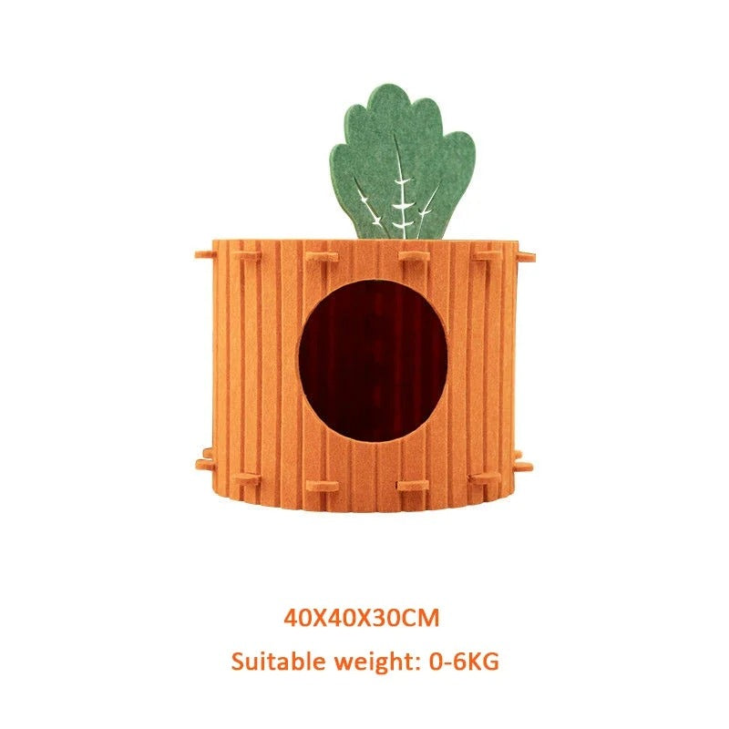 Carrot Felt Cat Tunnel & Bed